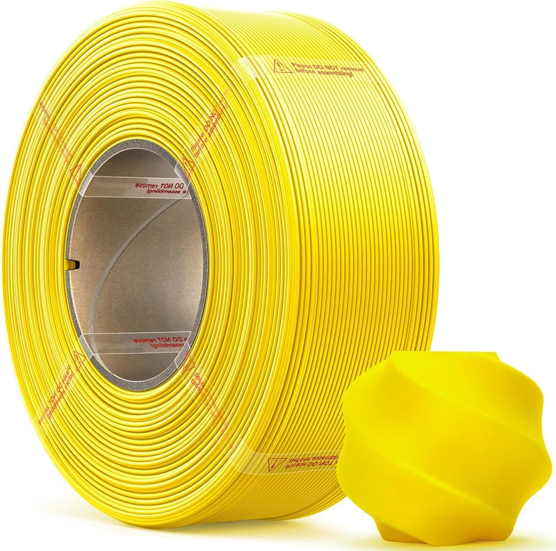 MarsWork PLA Basic, Pre-Dried Refill Filament 1kg (2.2lbs) for Reusable Spools, 1.75mm Spool-Less 3D Printing Filament, Compatible with Bambu Lab 3D Printers – Yellow - Image 1